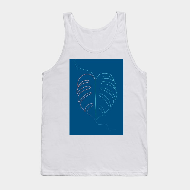 Swiss Cheese Plant Leaf ( blue version ) Tank Top by AdamRegester